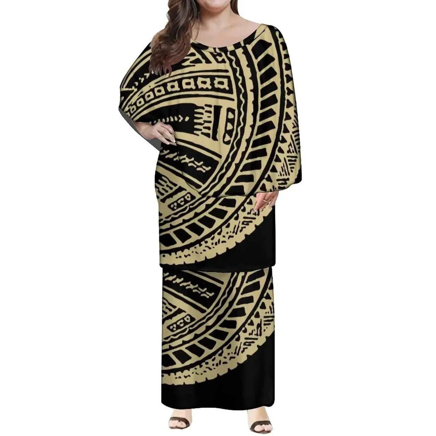New Style Polynesian Women Long Dress Puletasi Samoan Custom
