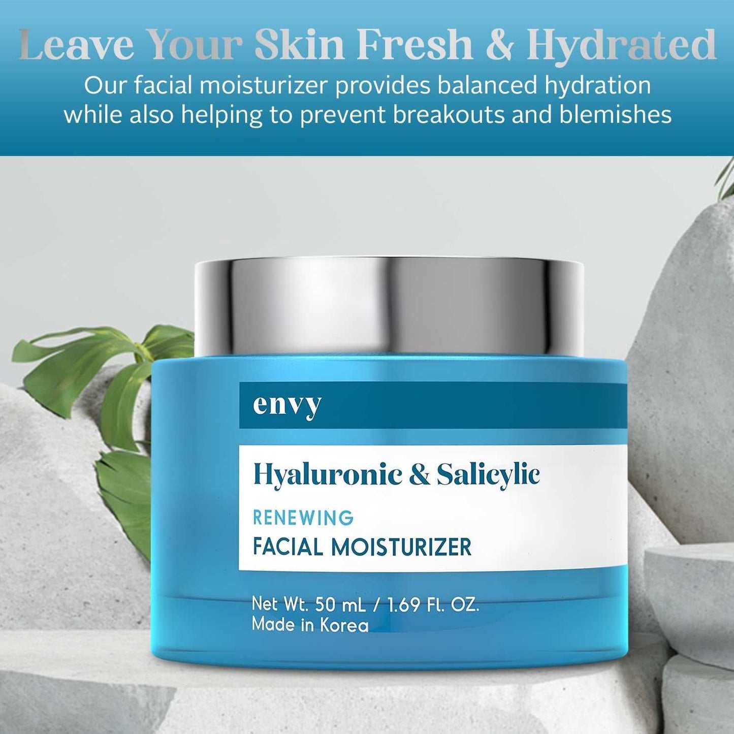 KOREAN SKINCARE EXCELLENCE: Experience the premium quality of Korean skincare with our Envy Hyaluronic &amp; Salicylic Acid Face Moisturizer Cream. Perfectly crafted