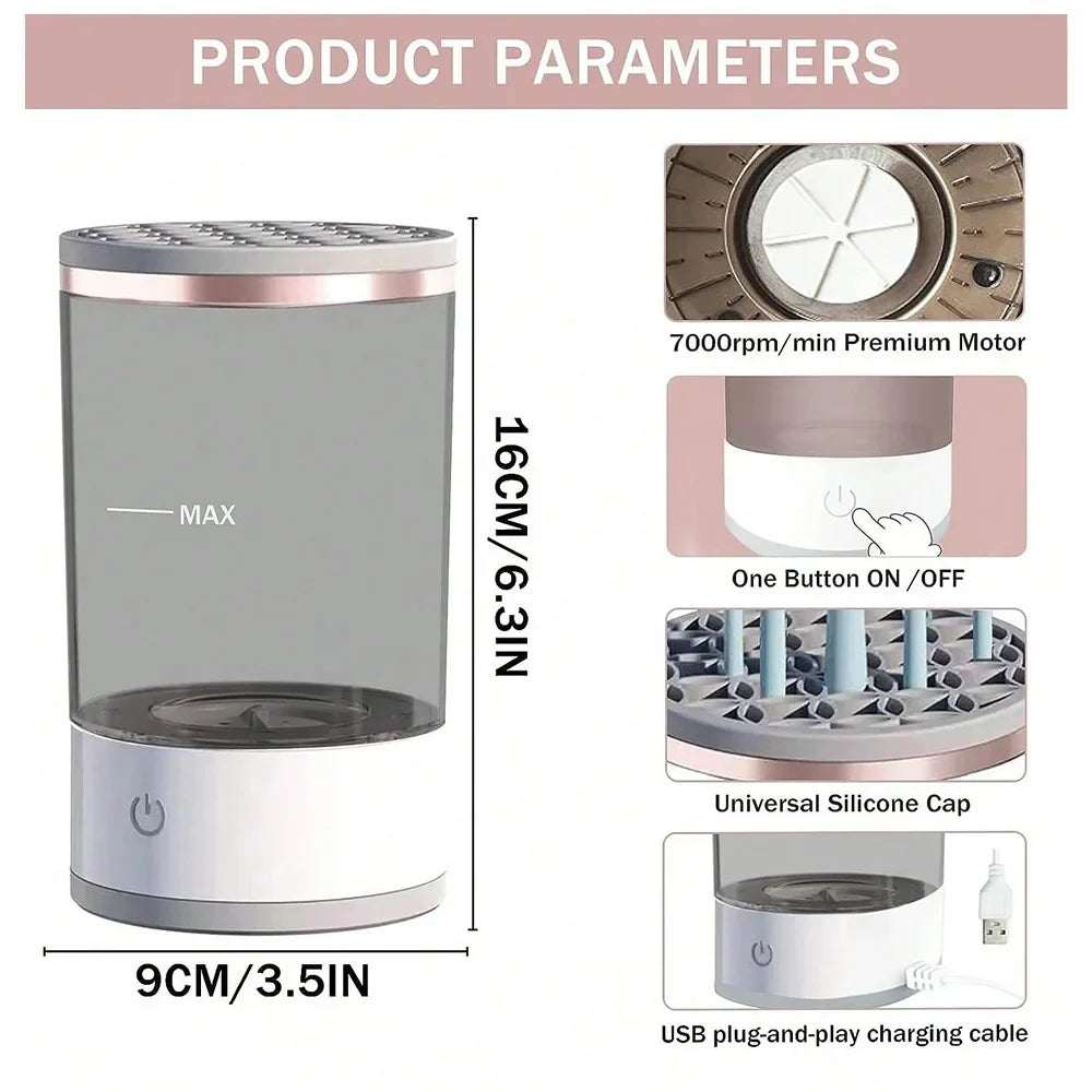 Keep your makeup brushes spotless and hygienic with this automatic electric makeup brush cleaner, designed to deliver fast and effortless deep cleaning. This innovat