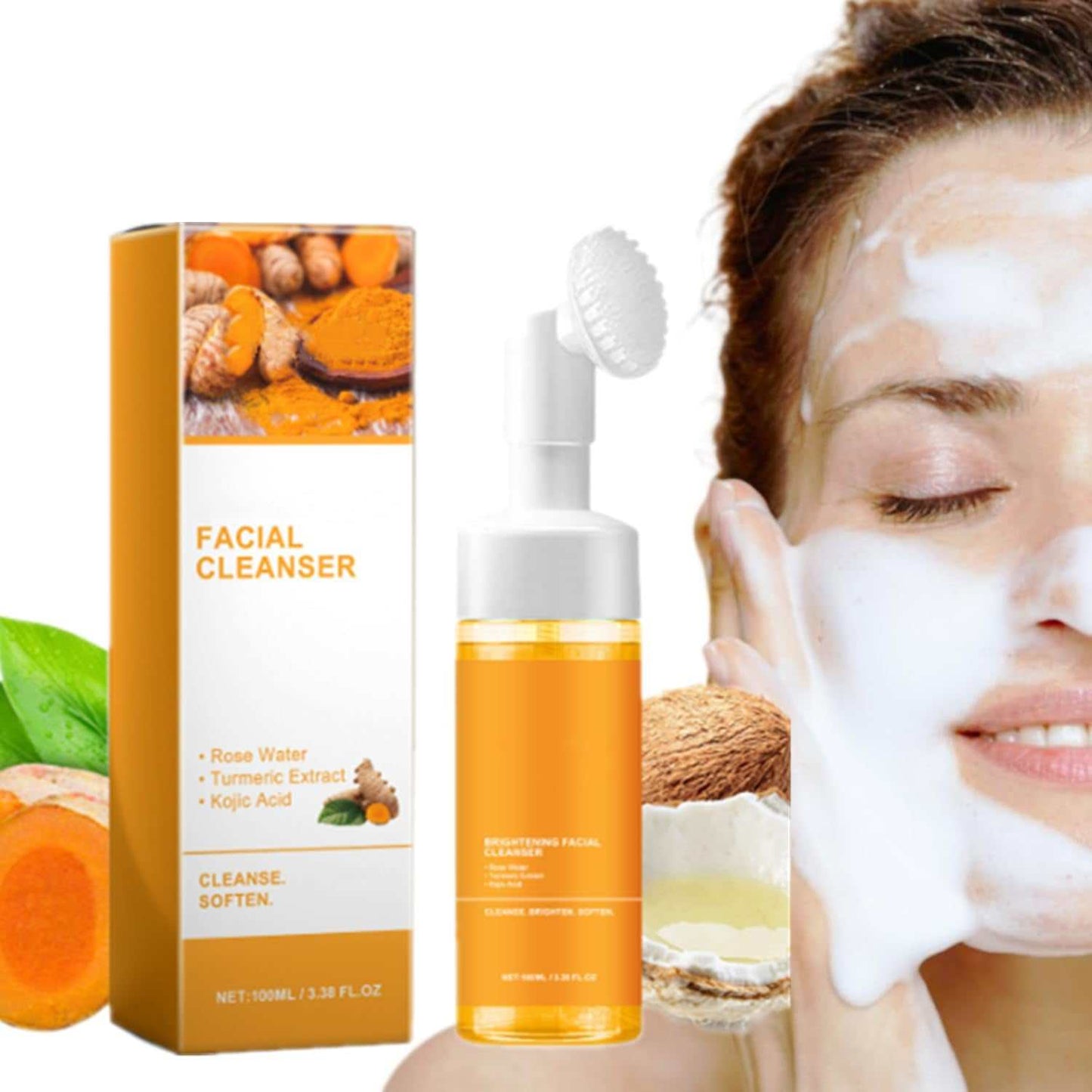 Refresh and rejuvenate your skin with this turmeric facial cleanser, a gentle yet effective foaming face wash designed to deeply cleanse and brighten your complexion