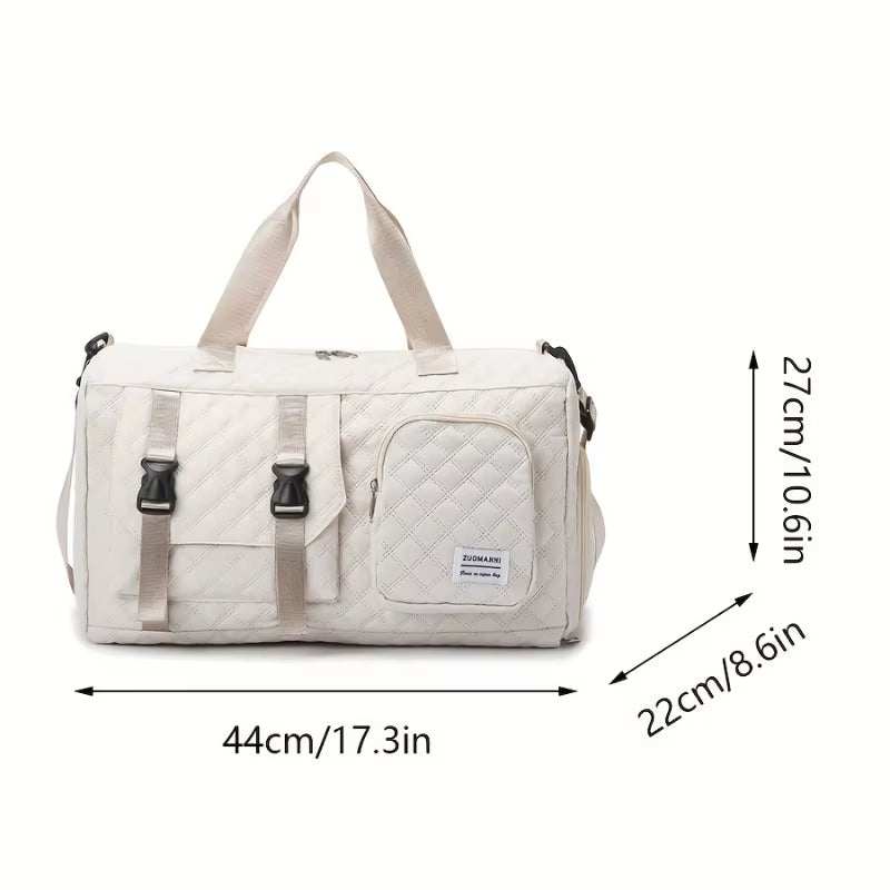 Travel in style and convenience with this large capacity nylon travel bag, designed to meet all your daily and travel needs. Featuring a trendy argyle pattern, this 