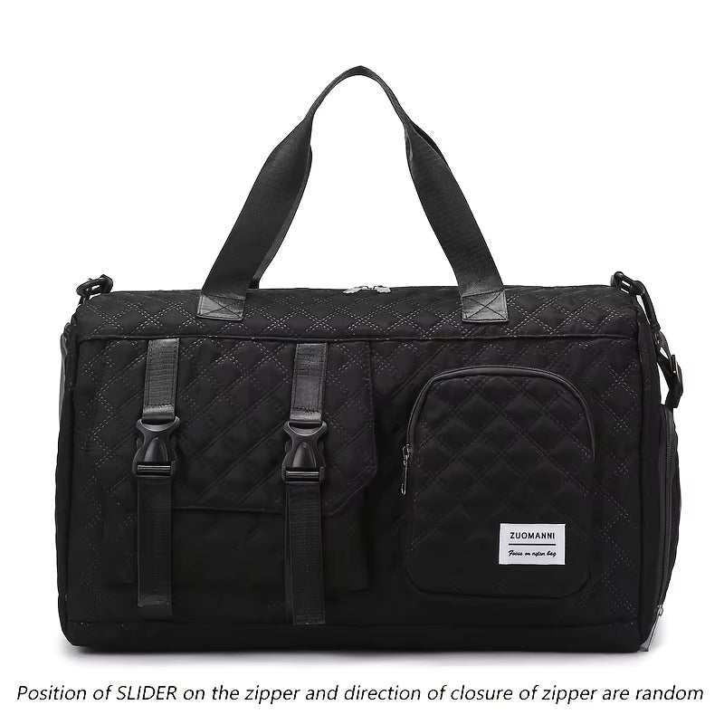 Travel in style and convenience with this large capacity nylon travel bag, designed to meet all your daily and travel needs. Featuring a trendy argyle pattern, this 