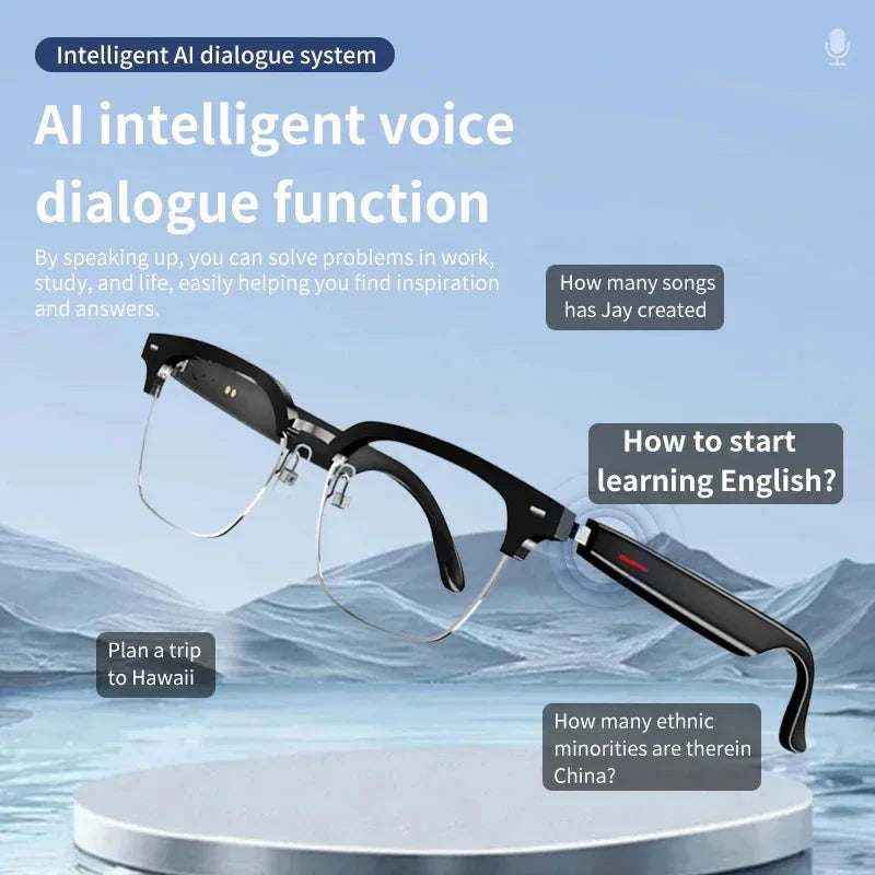 2025 New Smart Glasses Ai Translation 100+ Languages Real Time Bluetooth Music Sunglasses Men Women